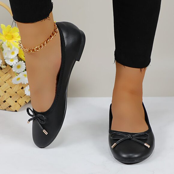 Women's Cushioned Insole Classic Bow Tie Ballerina Flat - Picture 3 of 10